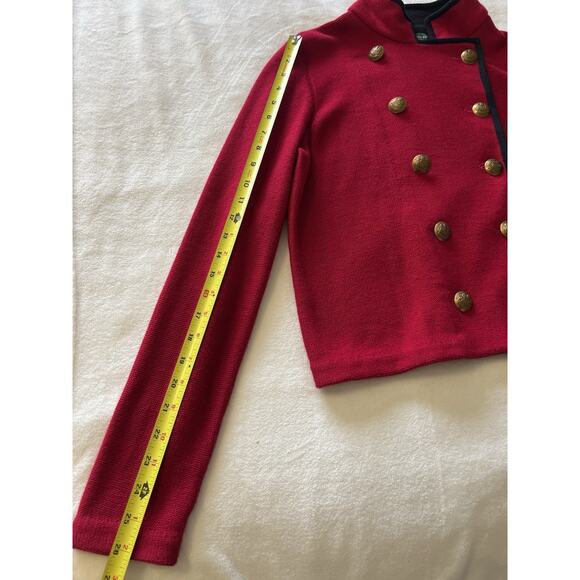 Lauren Ralph Lauren Red Knit Military Double Breasted Sweater Cardigan Sz Large - Picture 13 of 16